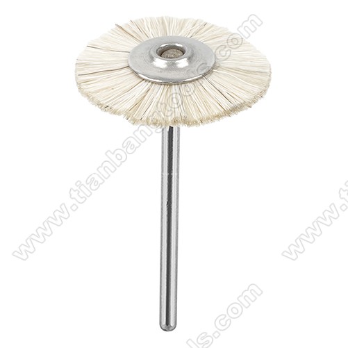 Mounted polishing brush wheel white soft goat hair