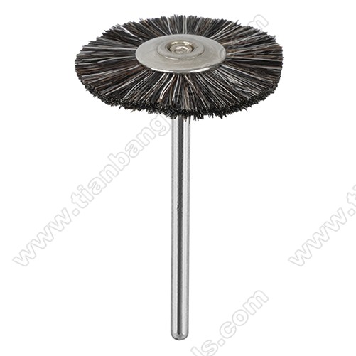 Mounted polishing brush wheel grey soft goat hair