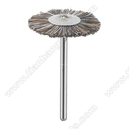 Mounted polishing brush wheel brown medium horse hair