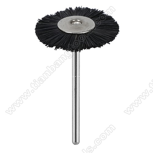 Mounted polishing brush wheel black hard bristle