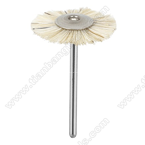 Mounted polishing brush wheel white hard bristle