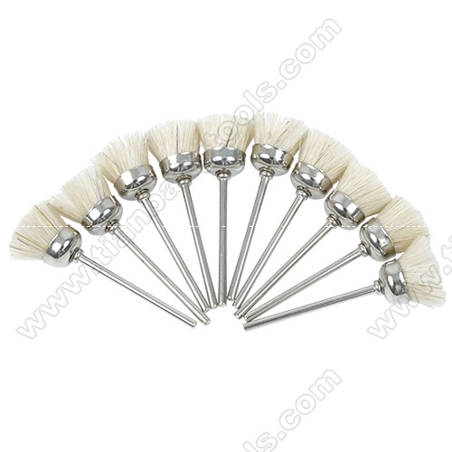 Cup polishing brush white hard bristle 